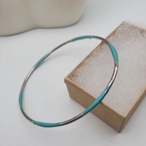 Retro blue and silver‎ disc bangle bracelet slider